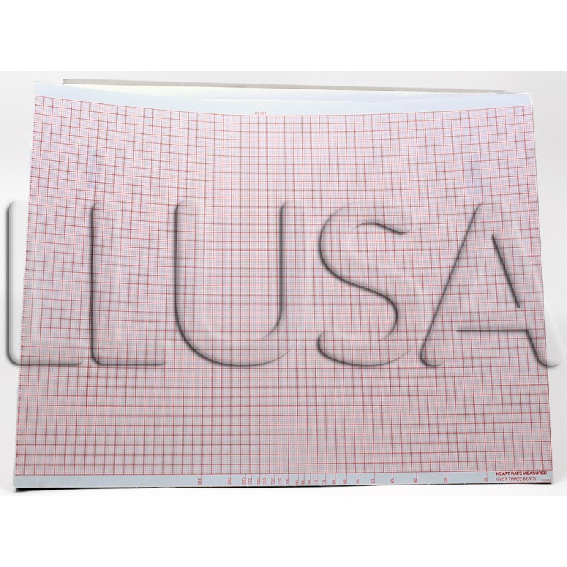 Paper EKG Red Grid w/o Header Mortara Z-Fold X-Scribe Eli 200, 216mmx280mm (500/PK 5PK/CS) by Hillrom/Welch Allyn  ID 9100-012-50